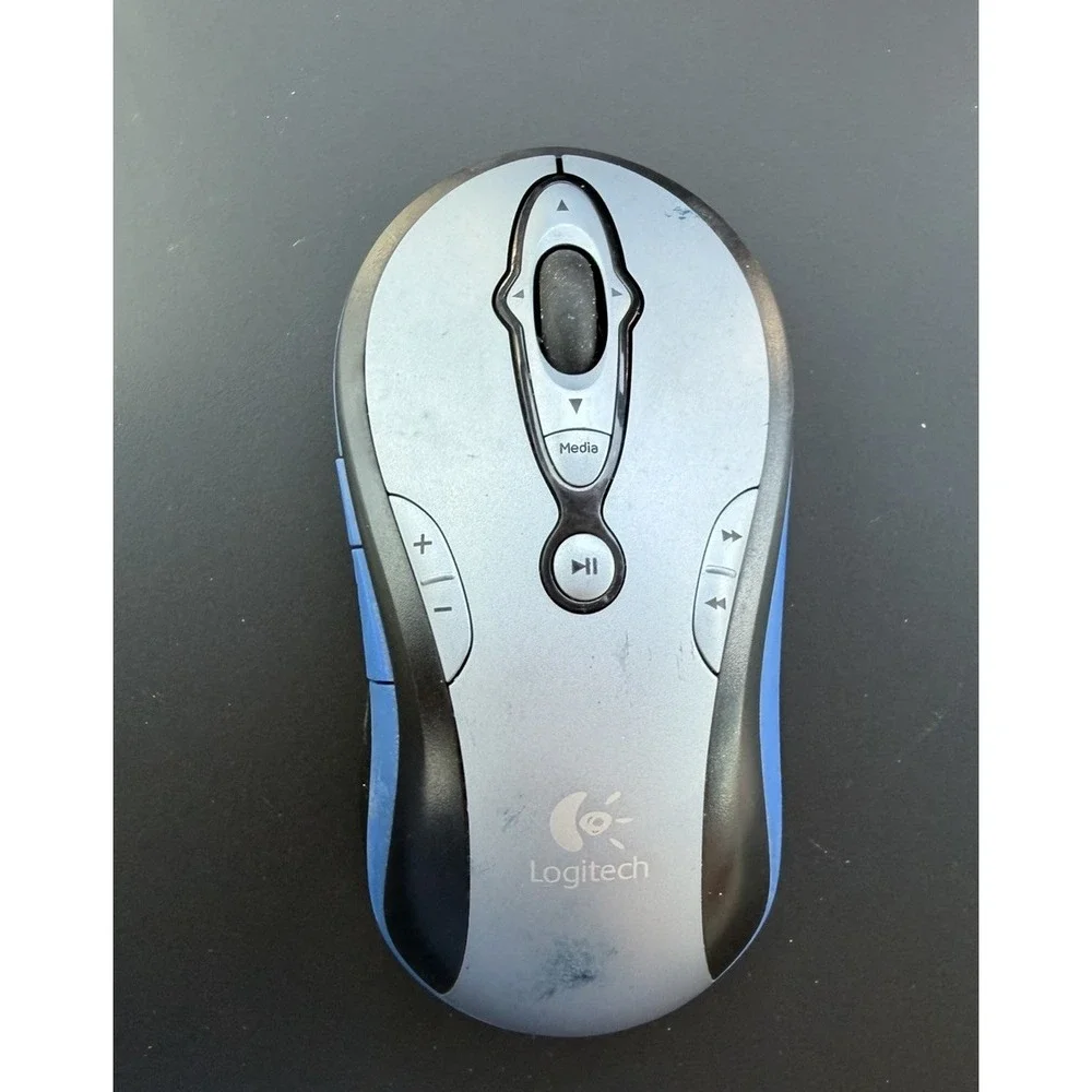 Logitech MediaPlay Cordless Mouse Blue Fair 11 Buttons DZL201843 Missing Dongle